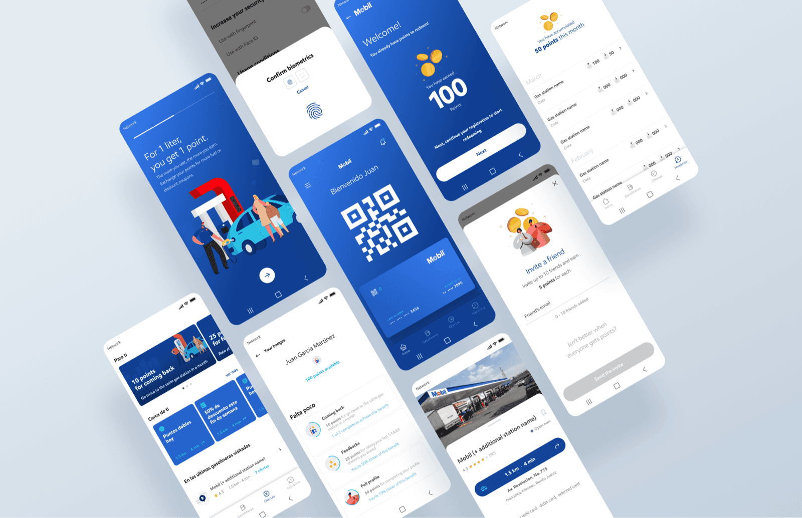 Mobil Mexico app — prototype screens